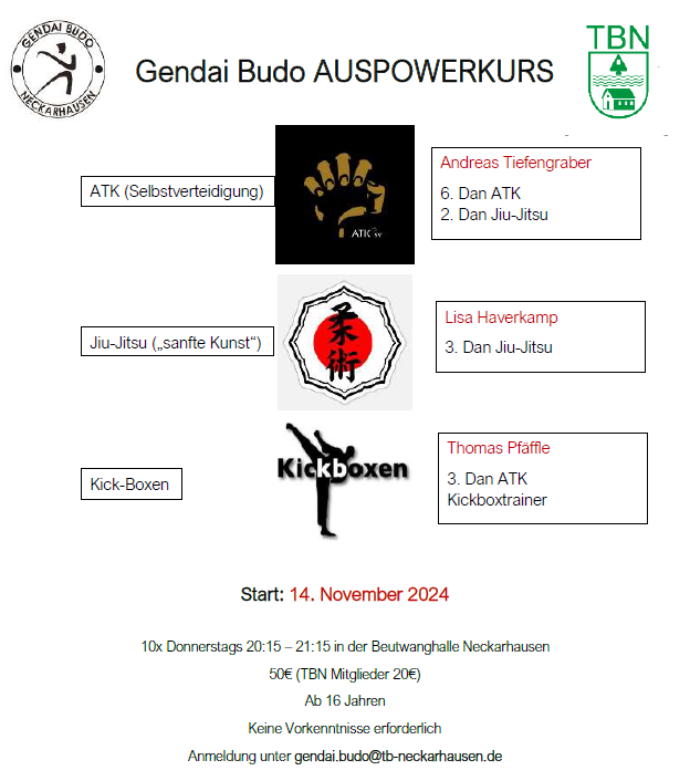 Gendai Budo Auspowerkurs - Start: 14. November 2024