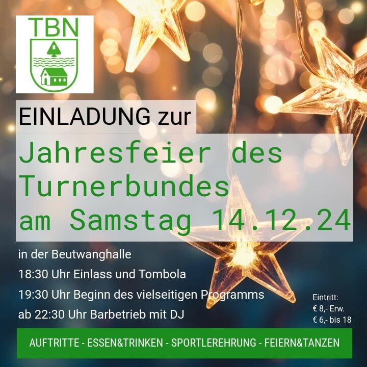 TBN-Jahresfeier am 14. Dezember